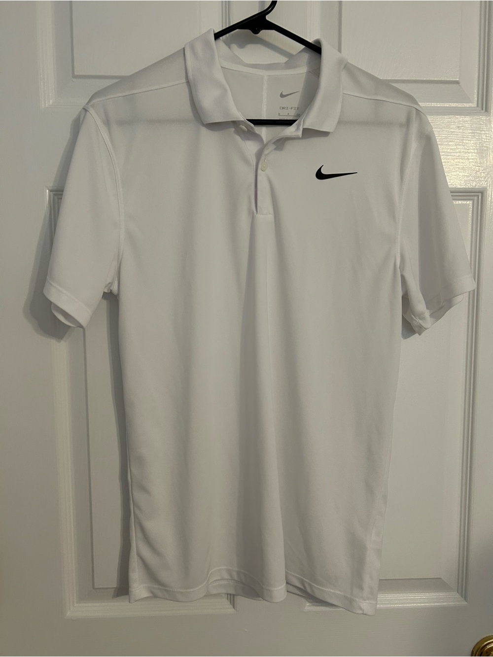 Nike White Men's Performance Polo with Black Swoosh